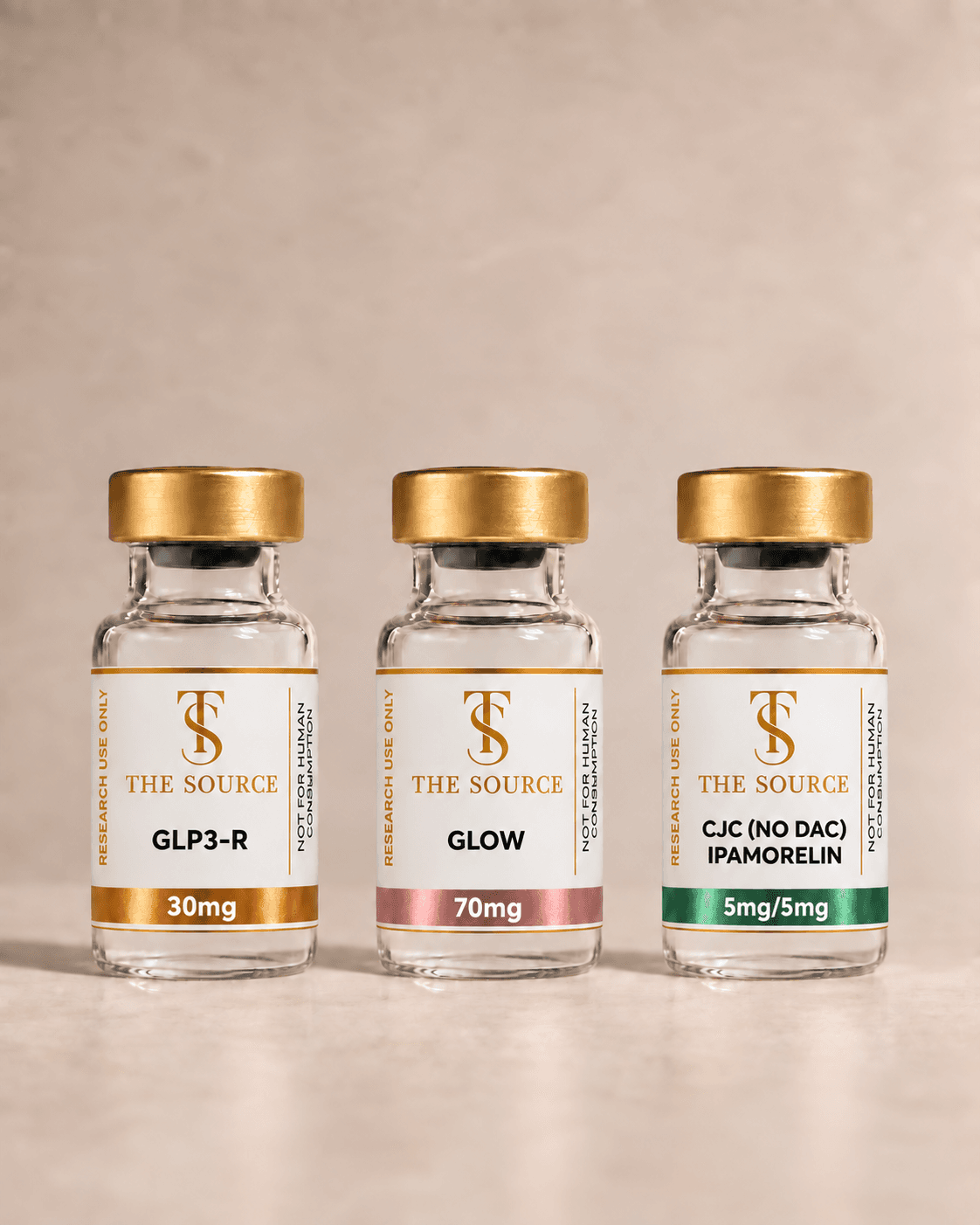 The Form, 3 vials · GLP3-R + GLOW + CJC/Ipamorelin, The Source collection